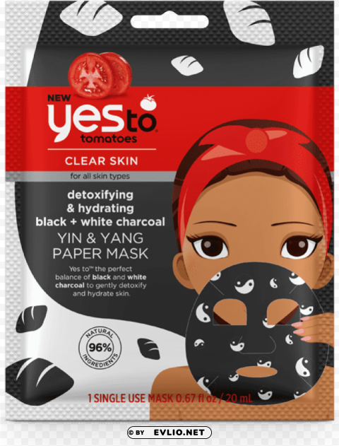 yes to tomatoes detoxifying charcoal paper mask Clear Background PNG Isolated Item