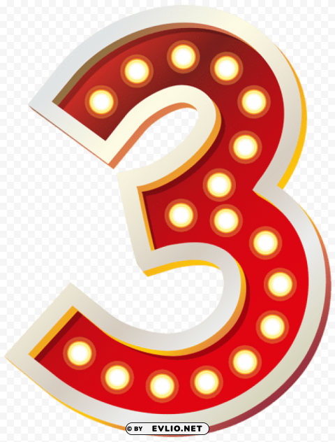 red number three with lights Free download PNG with alpha channel extensive images