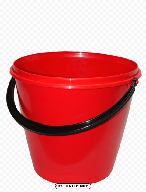 red plastic bucket Isolated Design in Transparent Background PNG