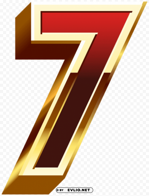 seven gold red number PNG images with alpha transparency wide selection