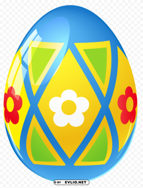 blue easter egg with flowers PNG transparent elements complete package