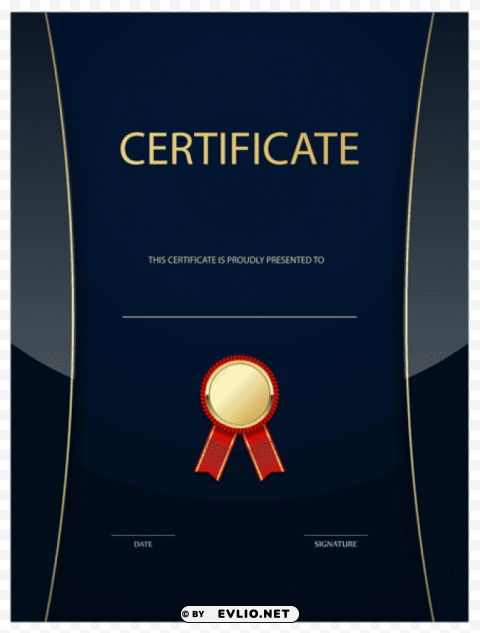 dark blue certificate template Isolated Subject on Clear Background PNG