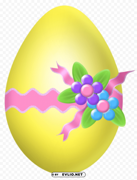 easter yellow egg with flower decorationpicture PNG for business use