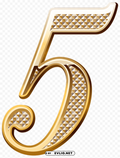 gold deco number five HighResolution Isolated PNG with Transparency