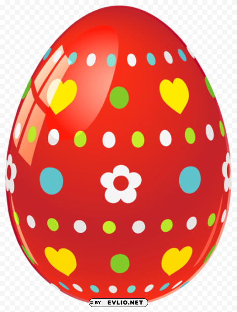 red easter egg with flowers and hearts PNG transparent images mega collection
