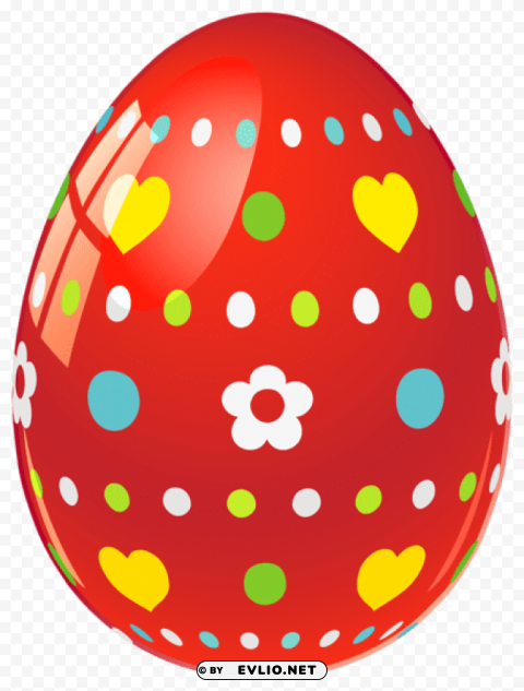 Red Easter Egg With Flowers And Hearts PNG Transparent Images Mega Collection