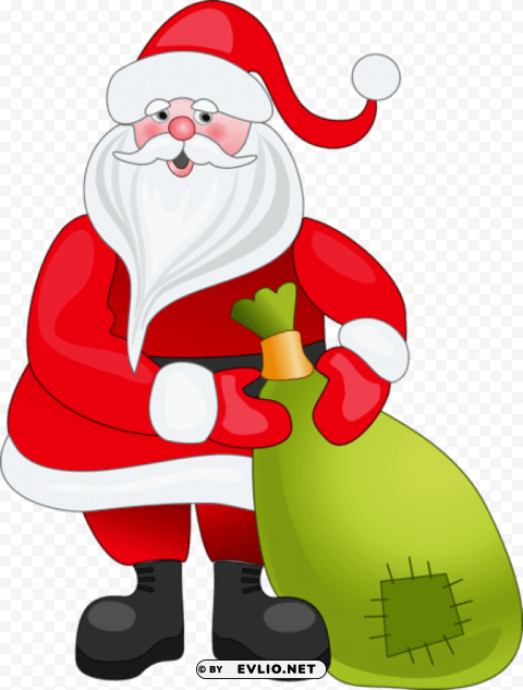 santa claus with green bag Transparent PNG artworks for creativity