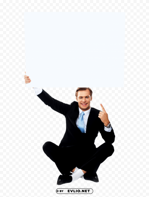 Businessmen Holding Banner Transparent Background Isolation Of PNG