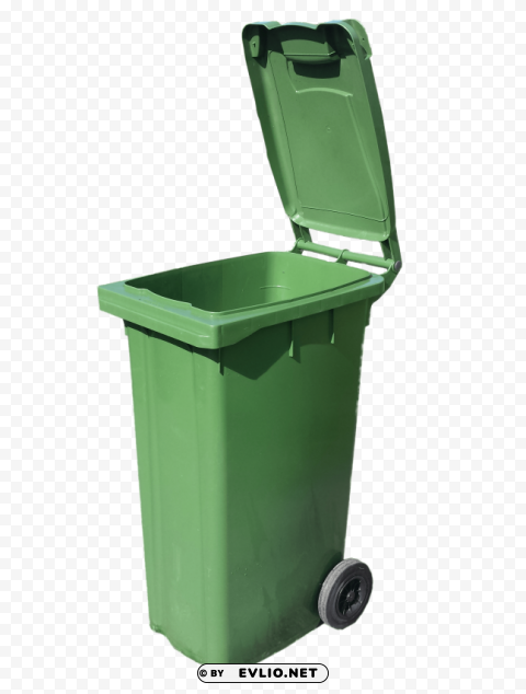 Transparent Background PNG of Green Wheelie Trash Bin - Open Top - Image ID a6a2a0b1 Clear Background Isolated PNG Illustration - Image ID a6a2a0b1
