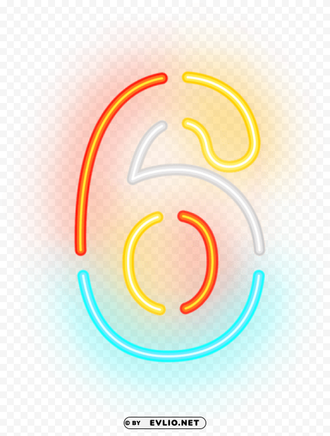number six neon transparent PNG images with alpha transparency diverse set