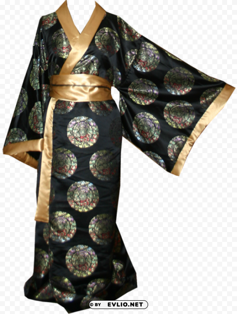 black medallion kimono Isolated Item with Transparent Background PNG