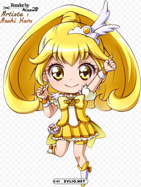 Glitter Force Pretty Cure Chibi Isolated Element In Transparent PNG