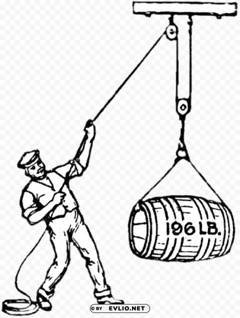 man lifting heavy barrel with pulley PNG transparent photos assortment
