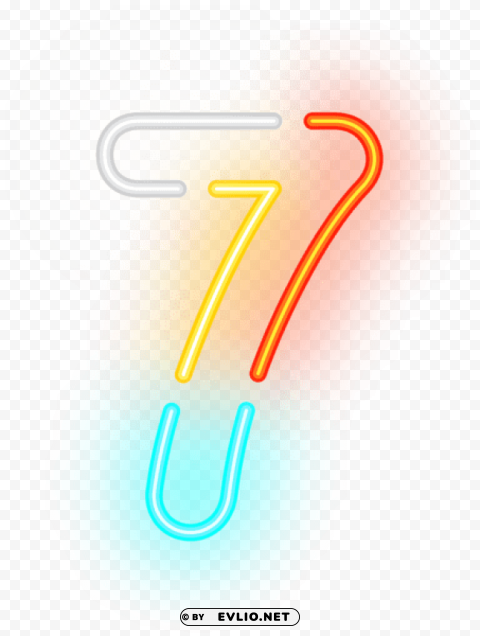 number seven neon PNG transparent design diverse assortment