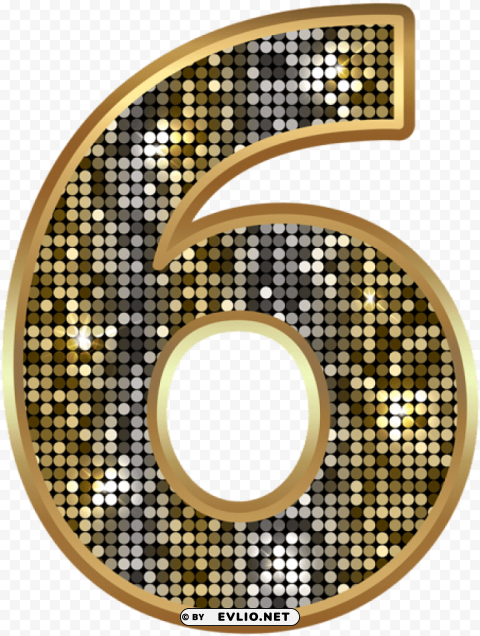 number six deco gold PNG with no background for free