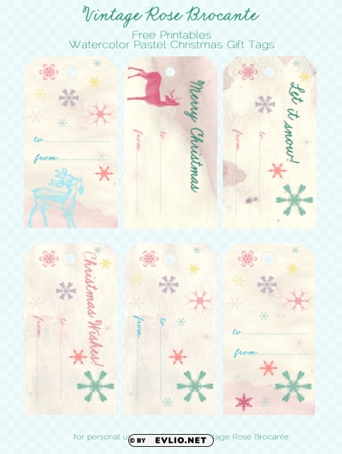 watercolor pastel christmas gift tags free printable - typography Transparent PNG images collection