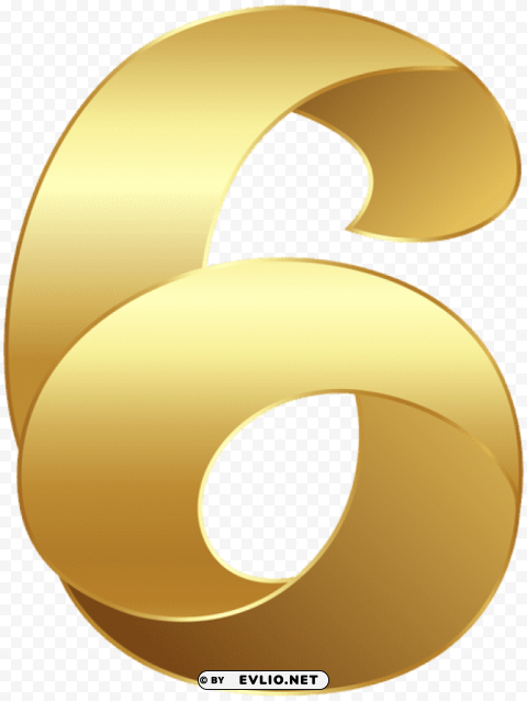 golden number six Isolated Icon on Transparent PNG