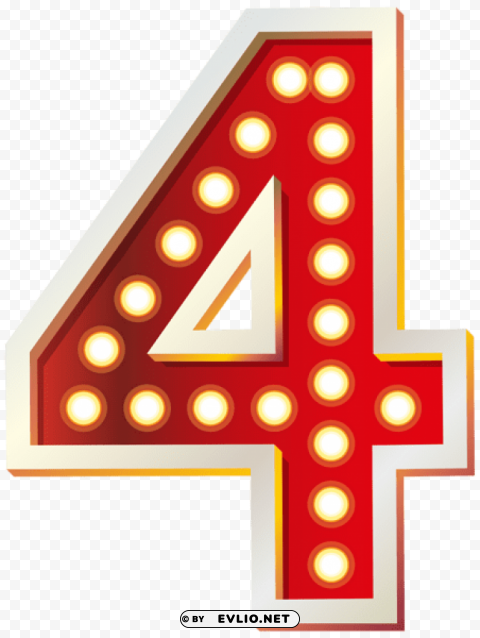 red number four with lights Free PNG images with alpha channel