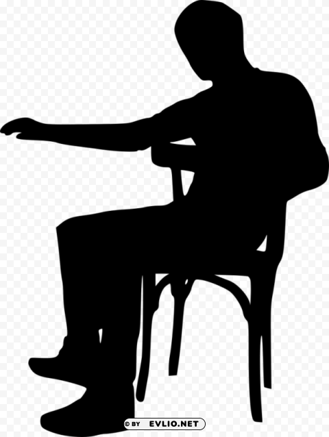 Sitting in Chair Silhouette Transparent Background Isolated PNG Figure