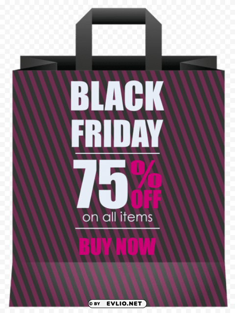 black friday 75% off black shoping bag PNG graphics for free