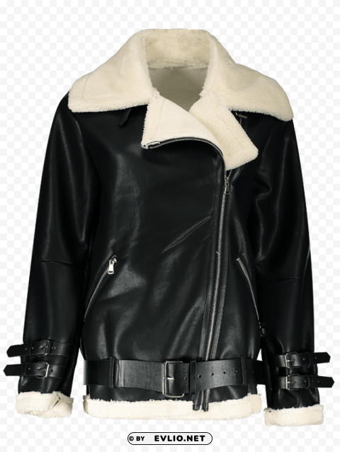 fur lined leather jacket PNG design elements