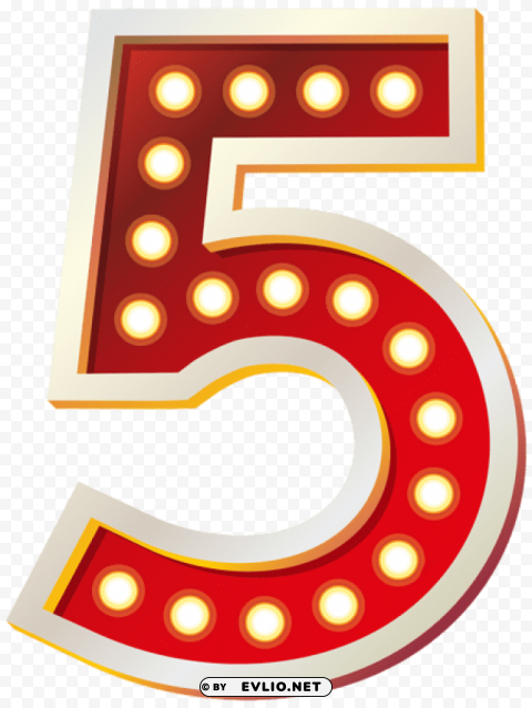 red number five with lights Free PNG images with alpha channel set