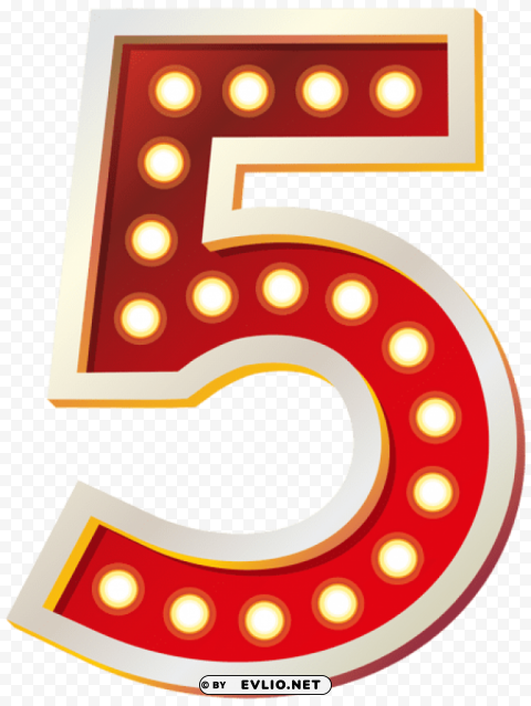 Red Number Five With Lights Free PNG Images With Alpha Channel Set