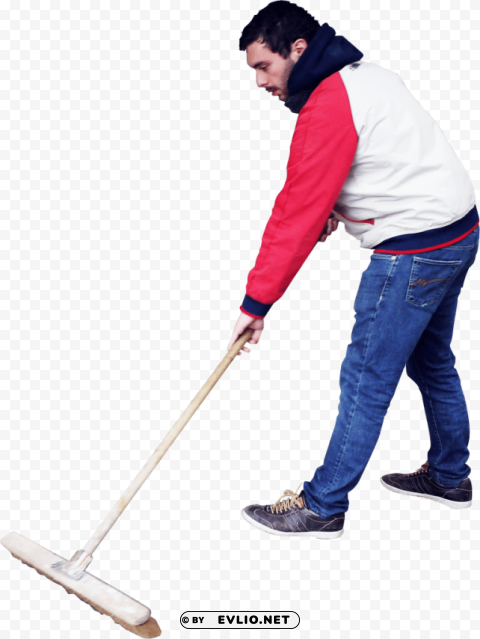 sweeping standing Clean Background PNG Isolated Art