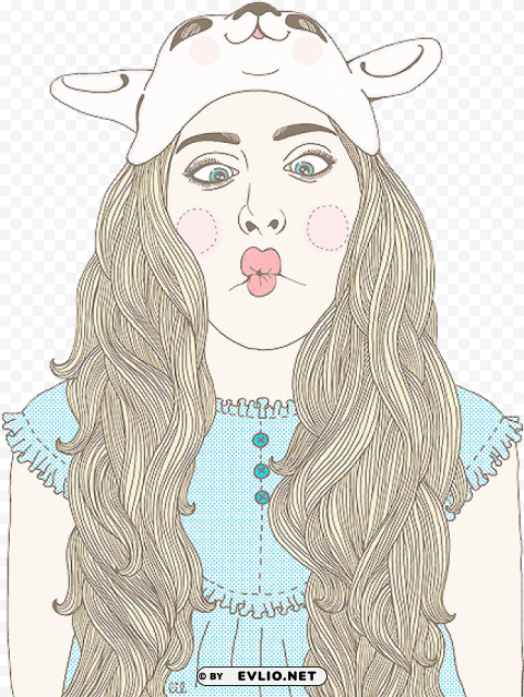 Tumblr Vintage Girl PNG Image With Transparent Isolation