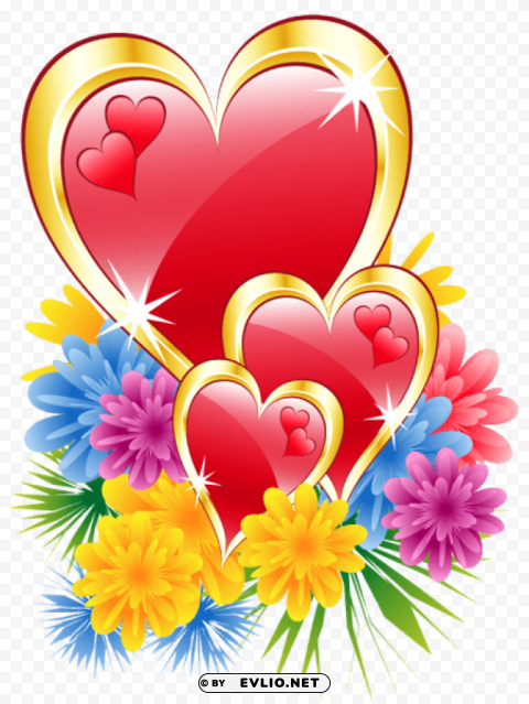 valentine hearts with flowerspicture PNG with no cost