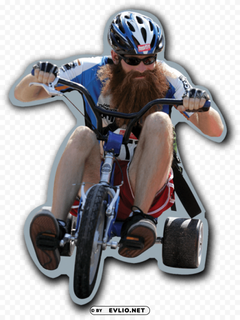 bearded guy on bike Transparent PNG Object Isolation