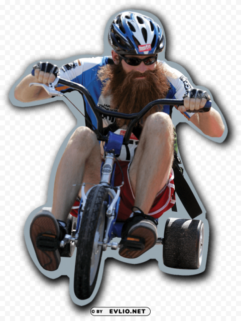 Bearded Guy On Bike Transparent PNG Object Isolation