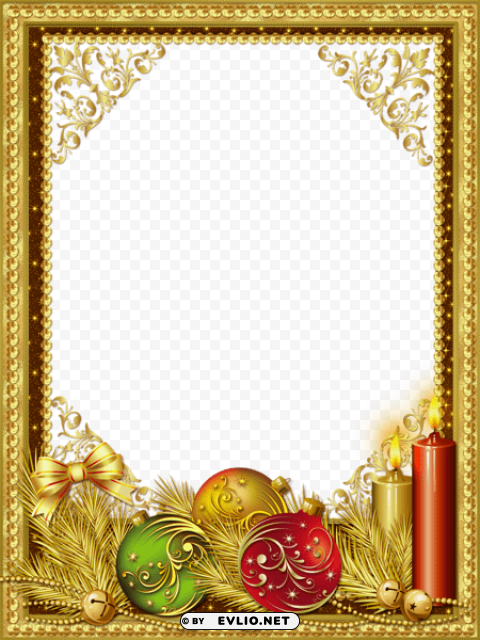 beautiful gold christmasframe PNG Graphic with Isolated Design
