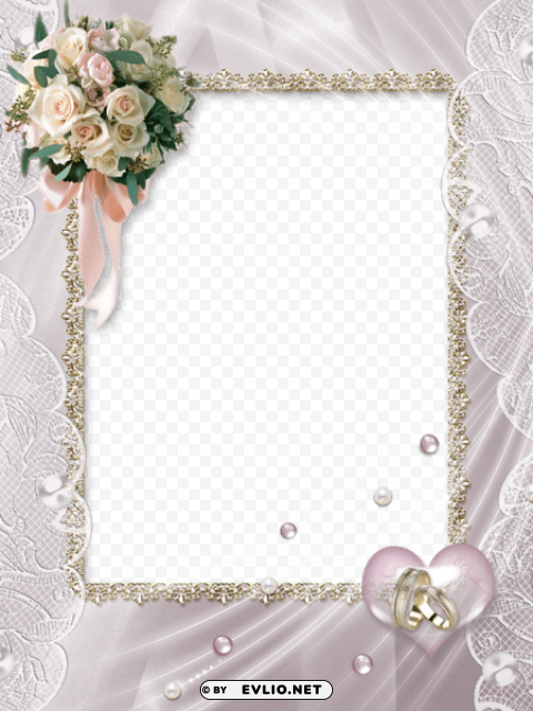 beautiful soft wedding photo frame Transparent PNG Isolated Element with Clarity