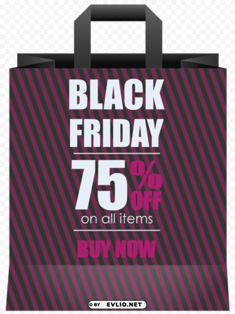 black friday 75% off shoping bag PNG Graphic with Transparent Isolation