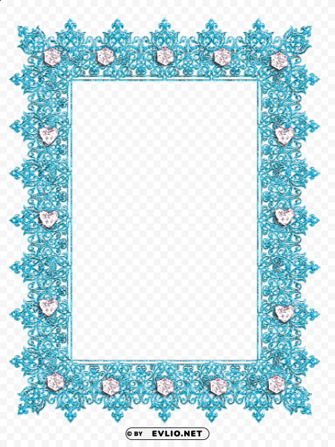 blue transparent frame with diamonds Clean Background Isolated PNG Icon