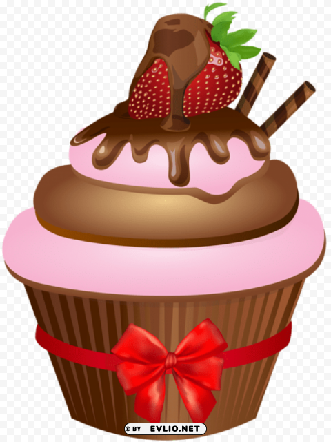 Chocolate Muffin With Strawberry PNG Images With Cutout