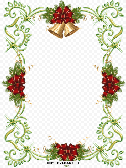 christmas goldframe with christmas bells PNG images with no royalties