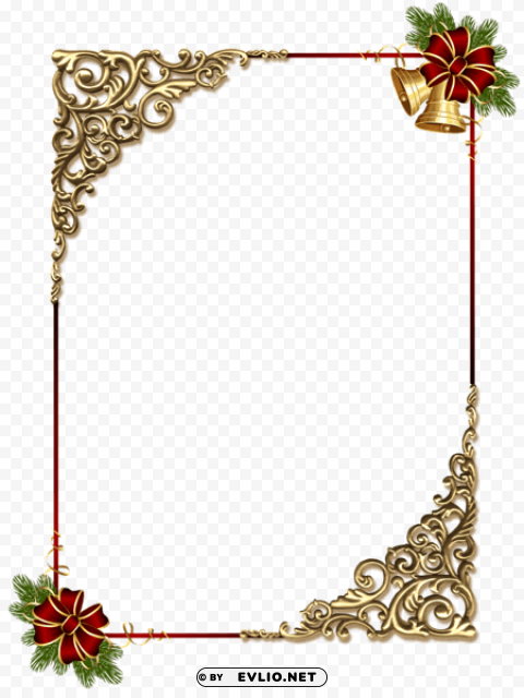 christmas goldframe with red bow PNG images with no limitations