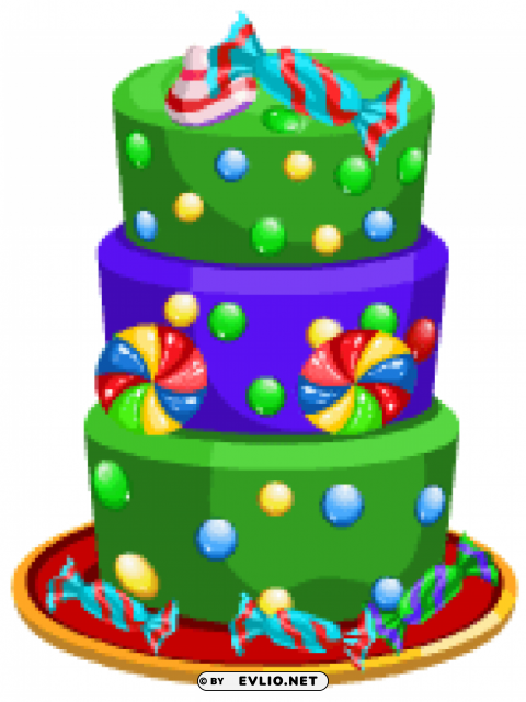 Cocoaville Candy Decorated Cake Green PNG Image With Transparent Background Isolation