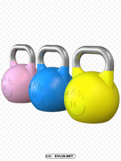 coloured kettlebell set PNG for personal use