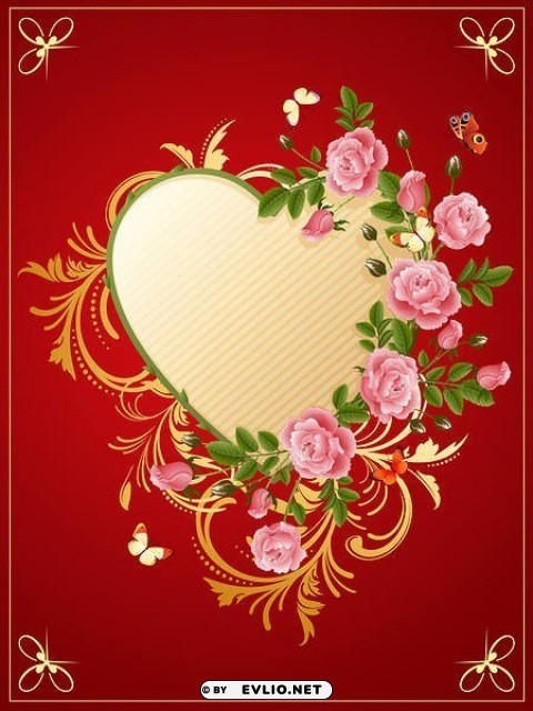 cutewith heart and roses PNG for t-shirt designs