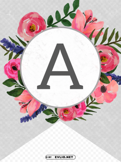 free printable floral banner letters PNG transparent vectors