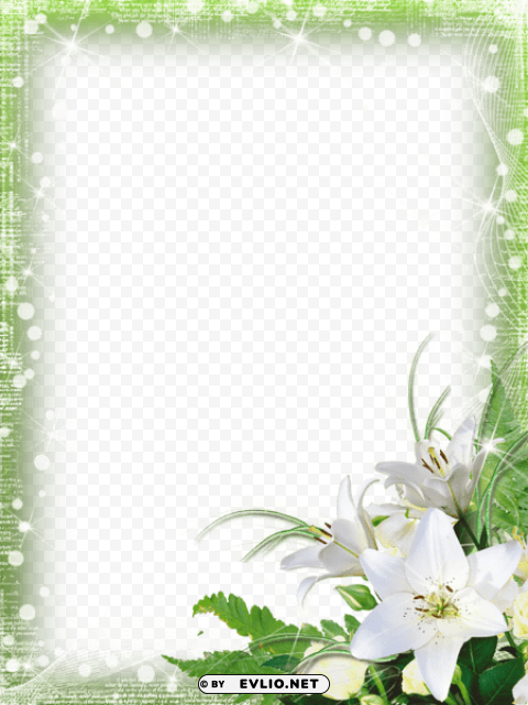 green- frame with flowers PNG Graphic Isolated with Transparency