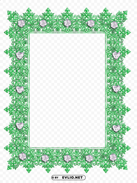green transparent frame with diamonds Clean Background Isolated PNG Illustration