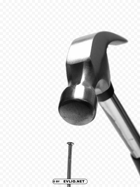 hammer hitting nail PNG Isolated Object on Clear Background