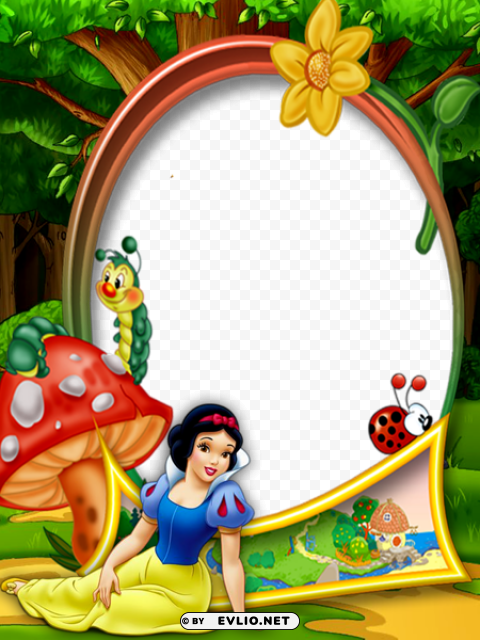 Kids Photo Frame With Snow White In The Forest HighQuality Transparent PNG Isolation