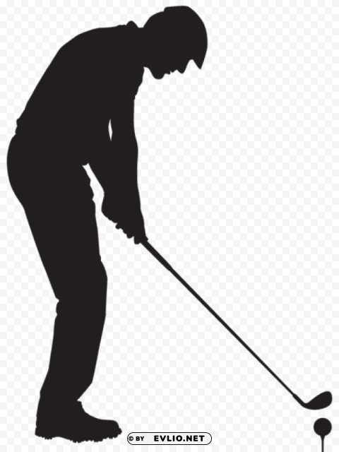 Man Playing Golf Silhouette PNG With Transparency And Isolation