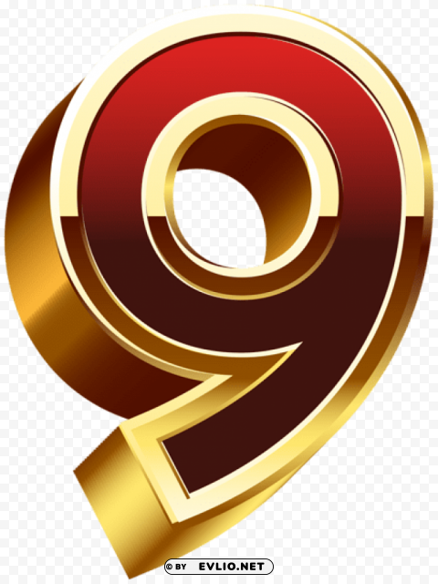 nine gold red number PNG images with no limitations