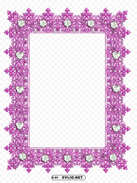 pink transparent frame with diamonds Clean Background Isolated PNG Graphic